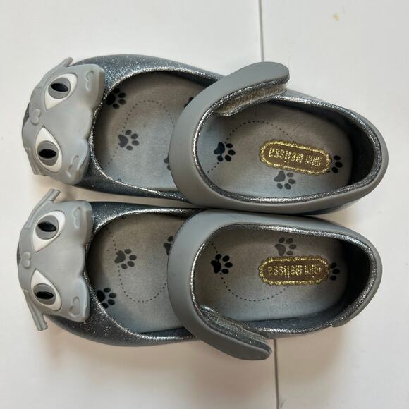 Mini Melissa Kitty Cat Silver Shoes - Size 6 - Picture 3 of 5